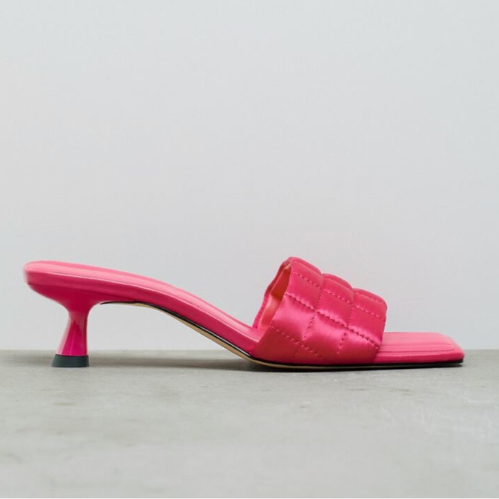Zara quilted satin effect mules